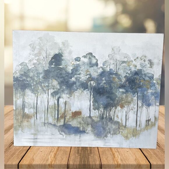 Maya Woods “Autumn Indigo” Landscape Wall Art Print on Classic Canvas - Picture 2 of 16